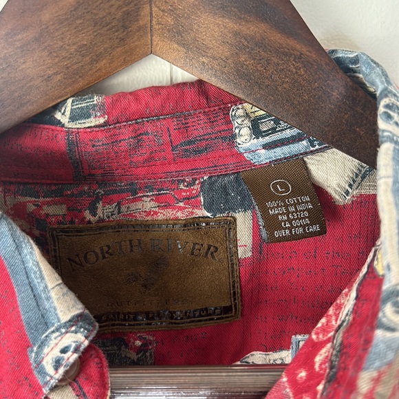 North River Outfitters Short Sleeve Vintage Cars Shirt Sz L - Picture 3 of 5